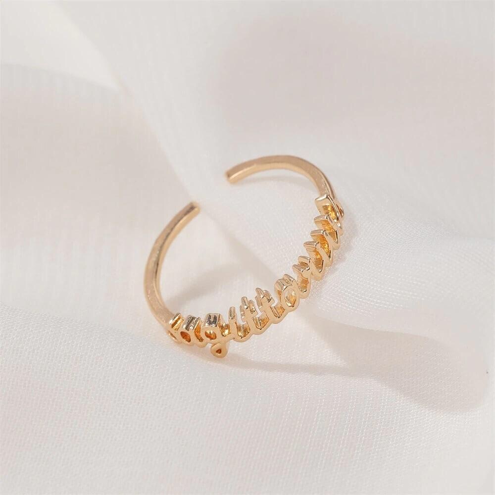 Zodiac Sign Minimalist Boho Text Astrology Ring - Picture 4 of 16